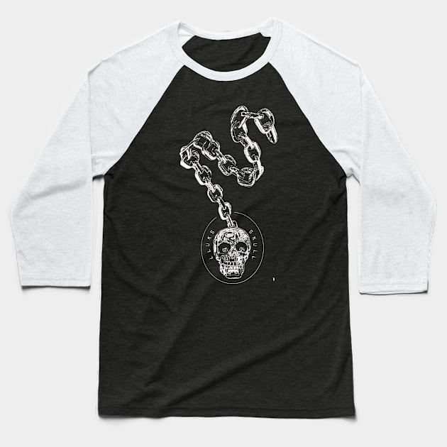 Skull on a chain , white sketch. Baseball T-Shirt by Bird